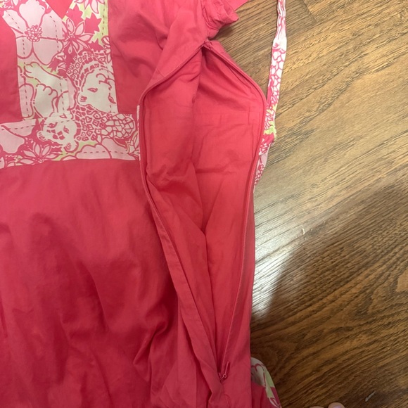 Lilly Pulitzer white label medium vintage Pink Floral Trim V-Neck Dress - Picture 14 of 16